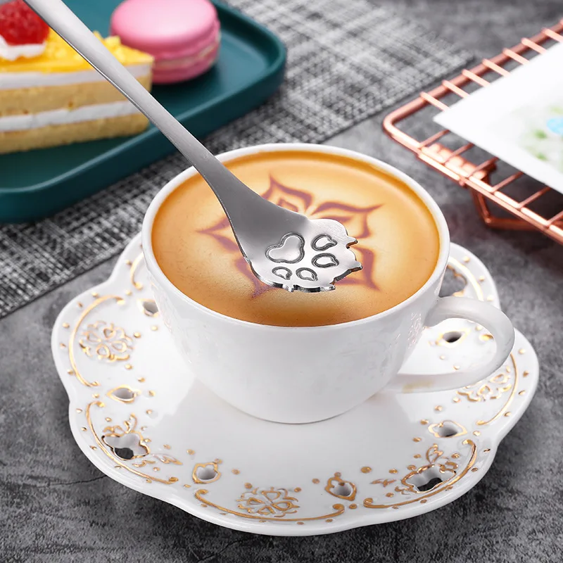 Нержавеющая сталь ложка творческая Титан кошка с когтями молока кружка