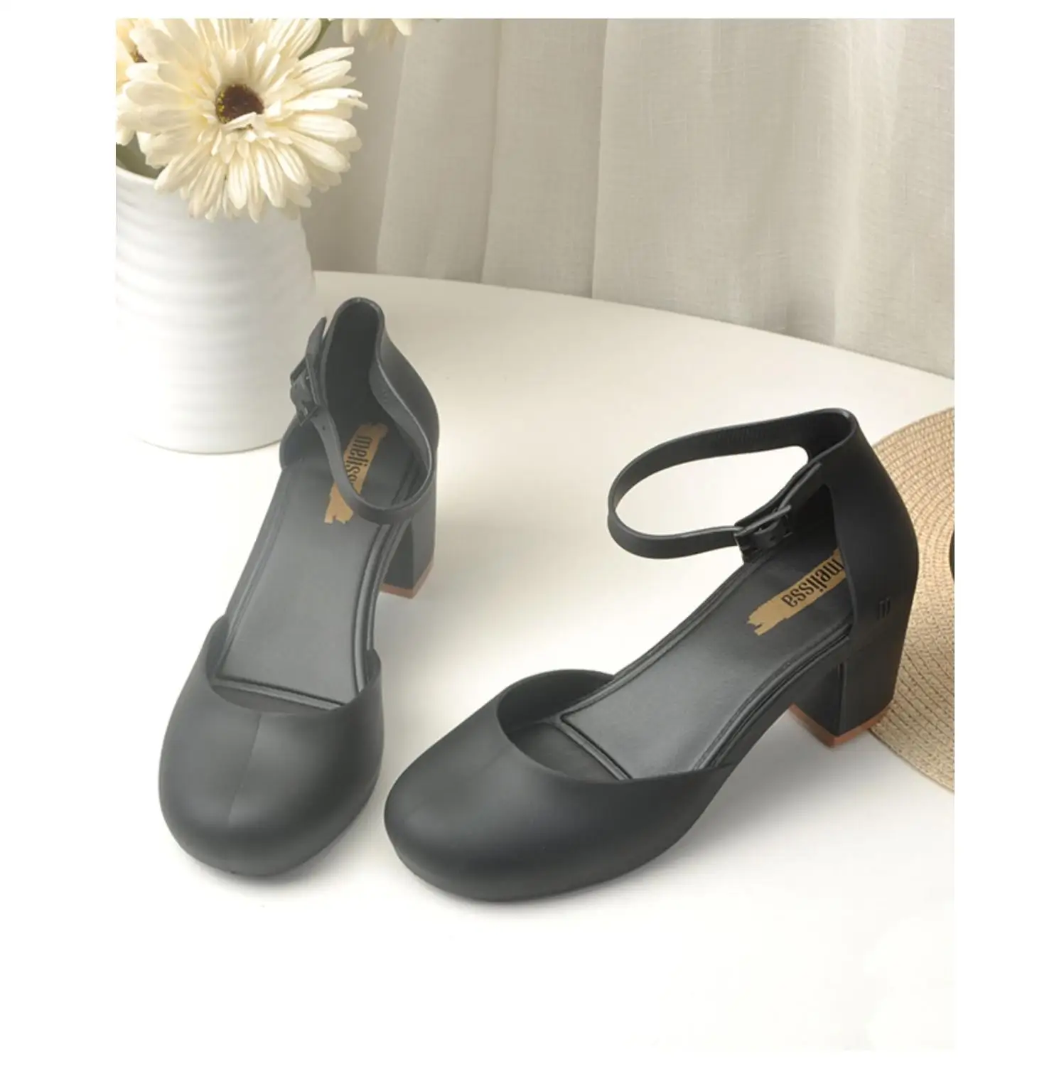 Melissa/обувь с пряжкой; женские босоножки; модные босоножки с круглым носком в римском стиле; женские босоножки на платформе; сезон лето; коллекция года; zapatos de mujer - Цвет: Черный