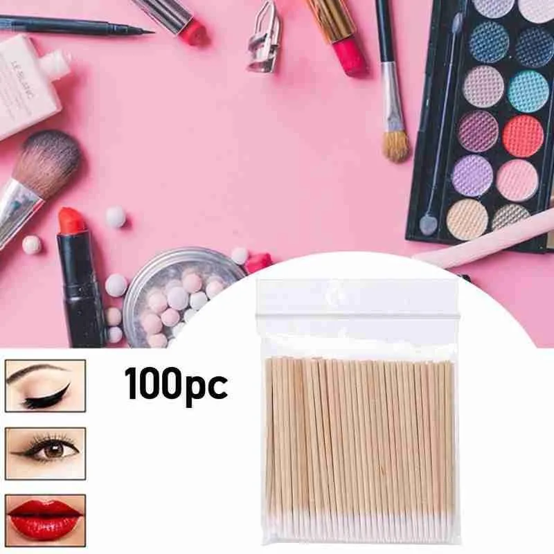 

Disposable Ultra-small Cotton Swab 100pcs Lint Free Buds Micro Glue Eyelash Cotton Wood Tools Extension Brushes Swabs Remov G7H4