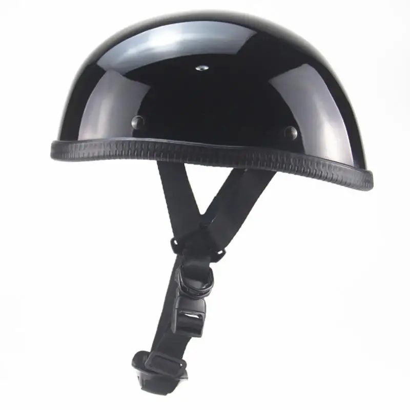 

Мотоциклетный полушлем, шапка для защиты от столкновений, матовый яркий черный винтажный, на пол лица, в немецком ретро стиле, 55-62 см