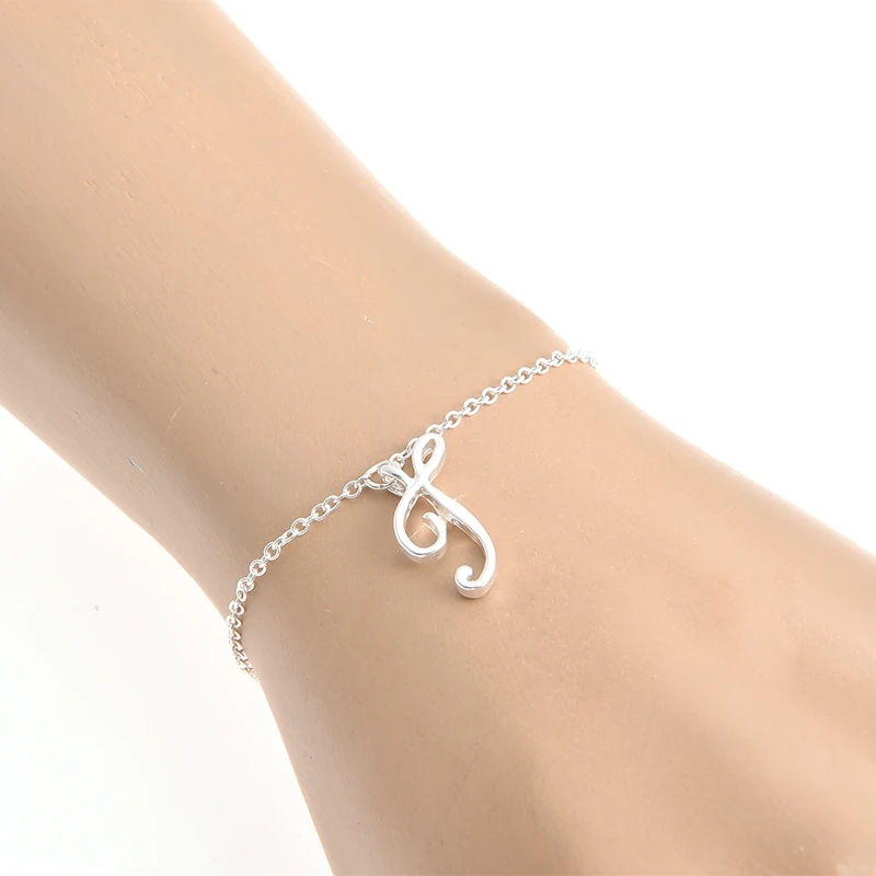 

Monogram Cursive Initial T Name Bracelet Swirl English Alphabet Letter Initials Text Character Chain Bracelets Gift for Friends