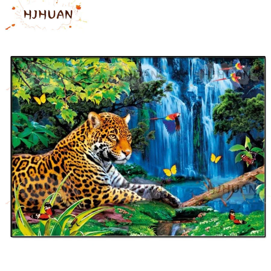 

5D Waterfall, leopard Diamond Painting Cross Stitch Mosaic Diamond Embroidery Full Square Picture Of Rhinestone Home Decor