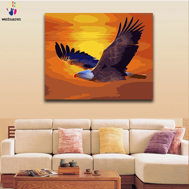Pintura por n&uacute;meros de &aacute;guila volando al aire, lienzo de una pieza, 50x40, 60x50, 75x60, 90x70, 100x80, cl&aacute;sico-1