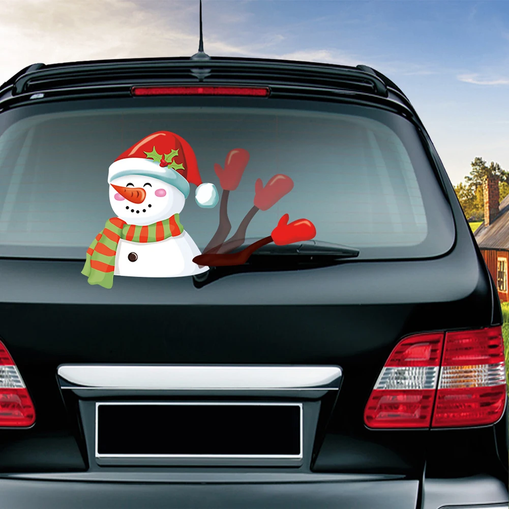 

Universal Car Rear Windscreen Waving Arm Wiper Sticker Christmas Snowman Decals Styling Decor