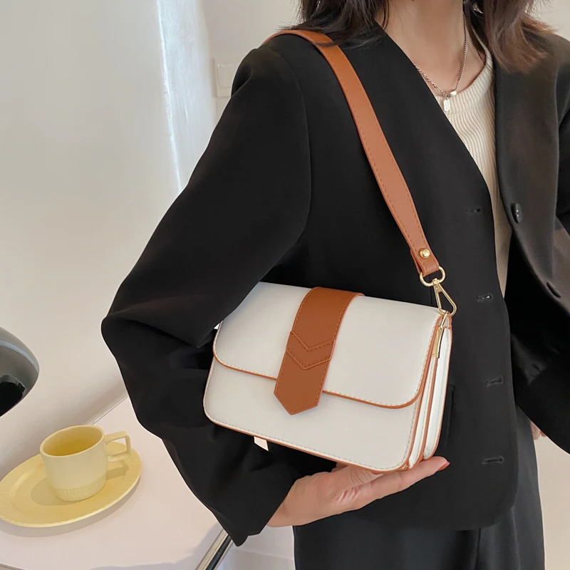 

Color Contrast Small PU Leather Small Shoulder Crossbody Bag for Women 2021 Fashion Travel Trends Designer Purses and Handbags