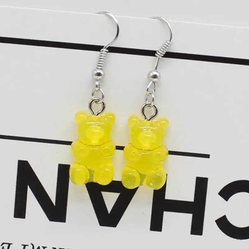 Шарм медведь смолы мультфильм сладкий конфеты цвет животных серьги из полимеров