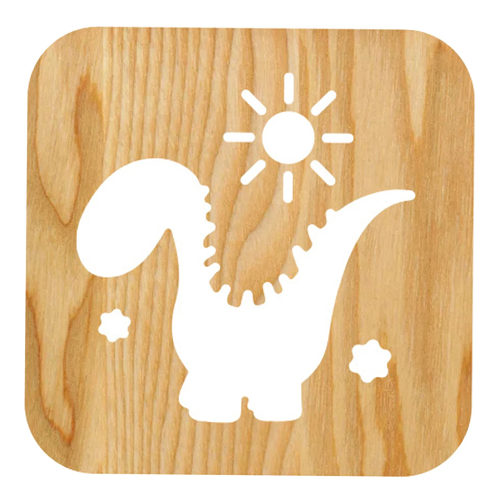 

Wood Night Light 3D Dinosaur Carved Table Lamp Nursery Children Night Lamps
