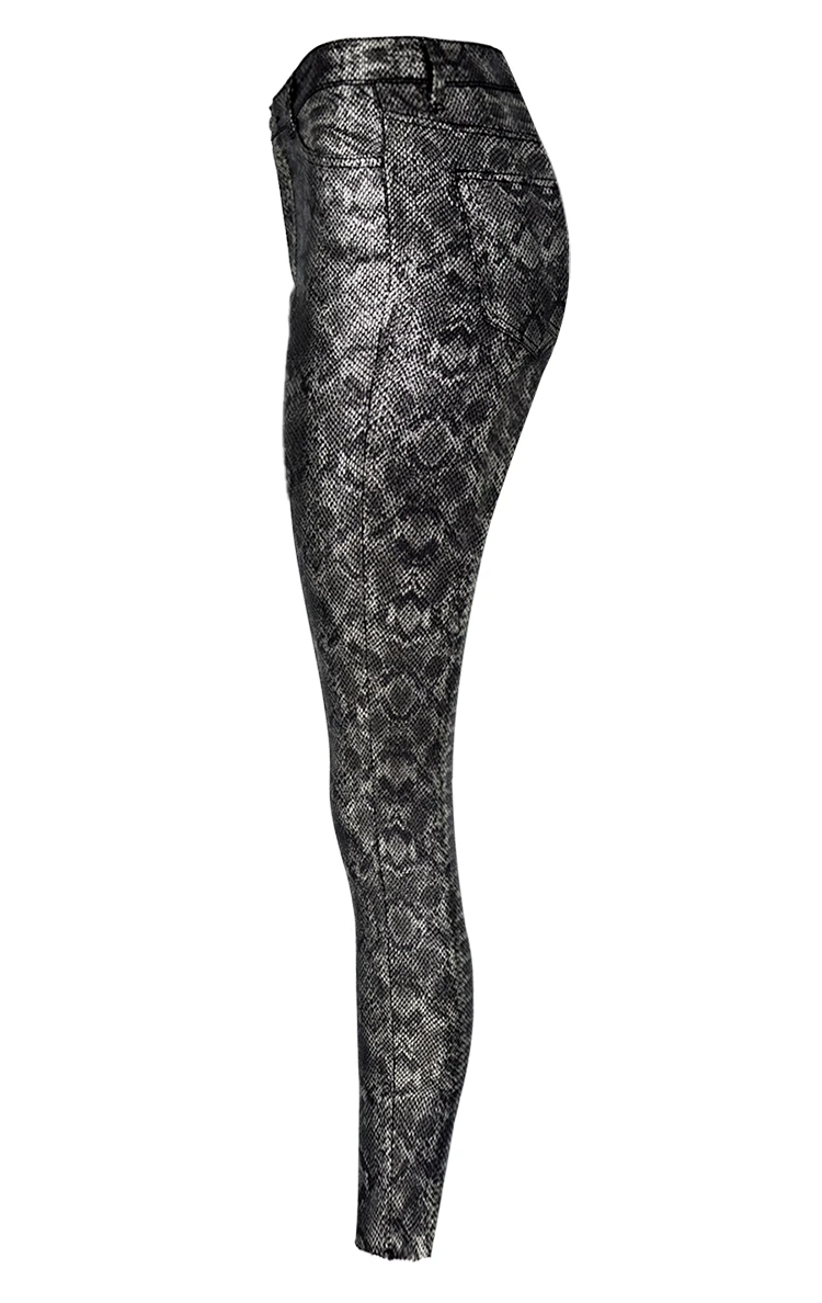 

Streetwear Sexy Womens Pu Leather Pencil Pants Stretch Joggers Female High Waist Skinny Snake Printing Motorcycle Pant S147