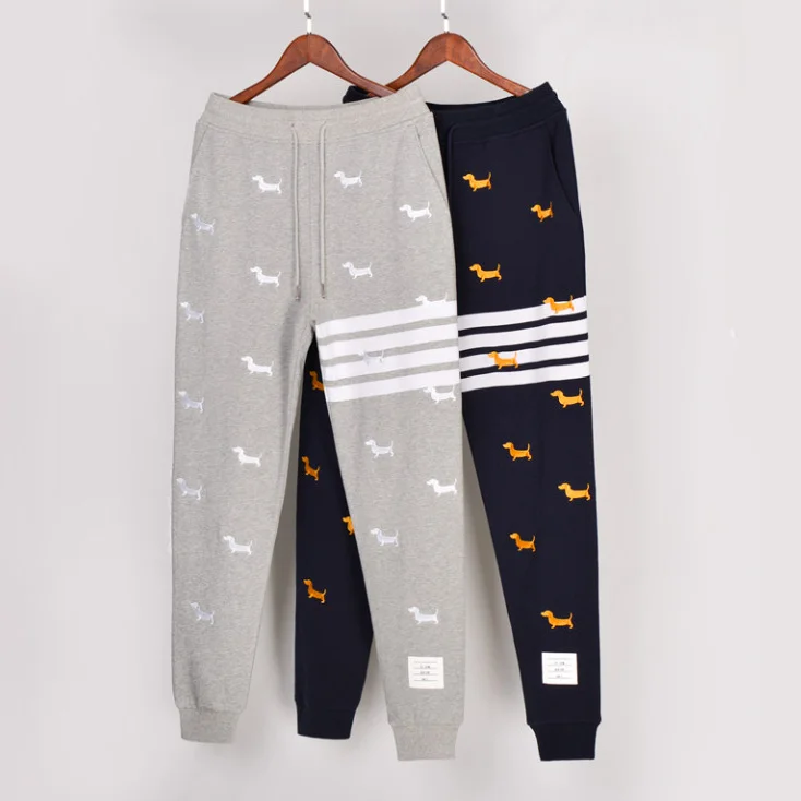 

Fashion TB 2021 THOM Brand Sweatpants Men Puppy Embroidery Cotton Casual Sports Trousers Spring Autumn Mens Jogger Track Pants