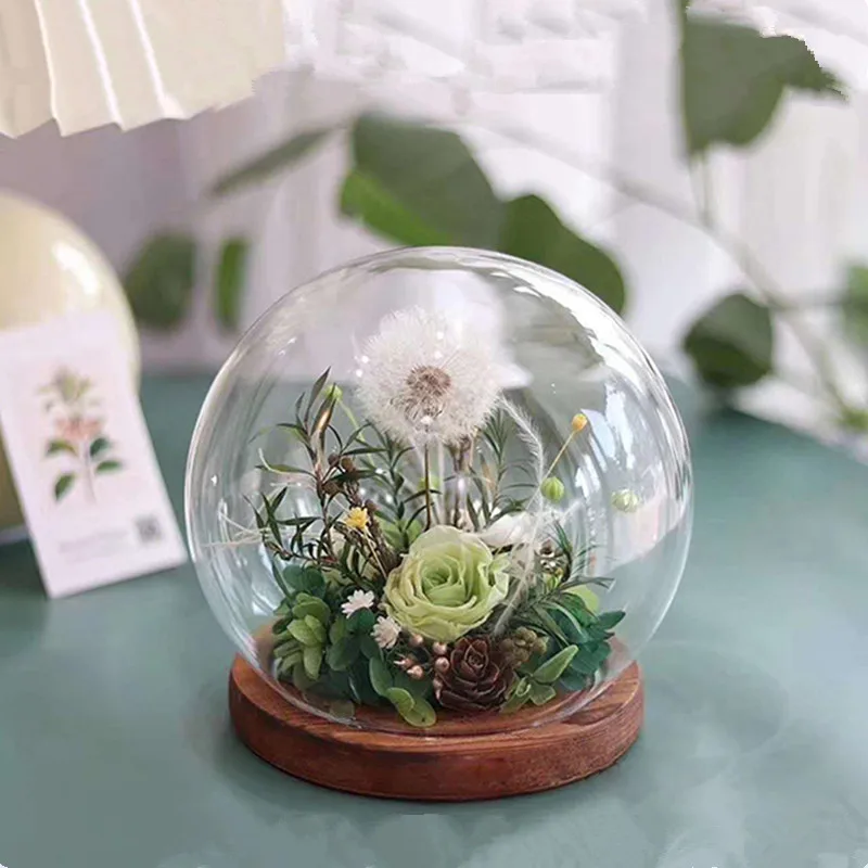 

8sets/pack Diameter=12cm Antique Base Glass Dome Vase Wedding Home Decoration Creative Cover Friend Favor Gift