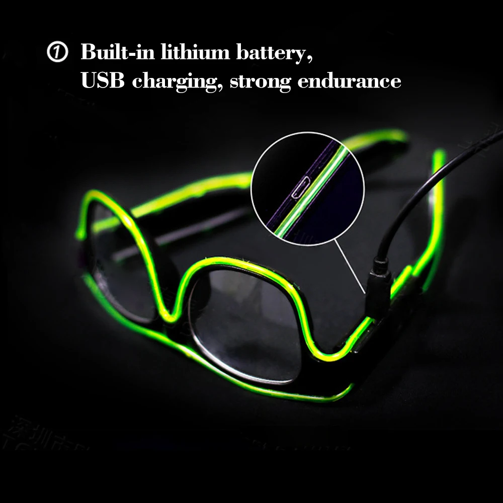 Мигающие очки светодиодные с электропроводом светящиеся для вечеринок новинка