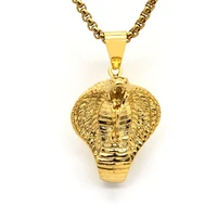 punk animal necklace male gold color stainless steel cobra snake pendant chains for womenmen fashion jewelry gifts