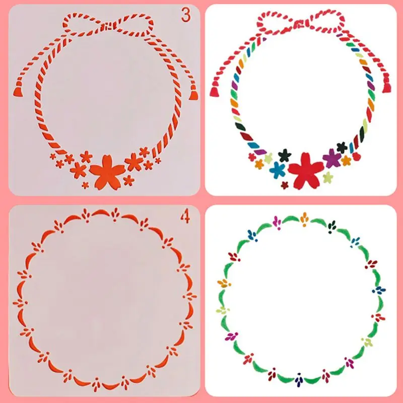 24pcs/set Flower Wreath Drawing Template Ruler Stencil Painting Board DIY Album 1XCB | Канцтовары для офиса и дома