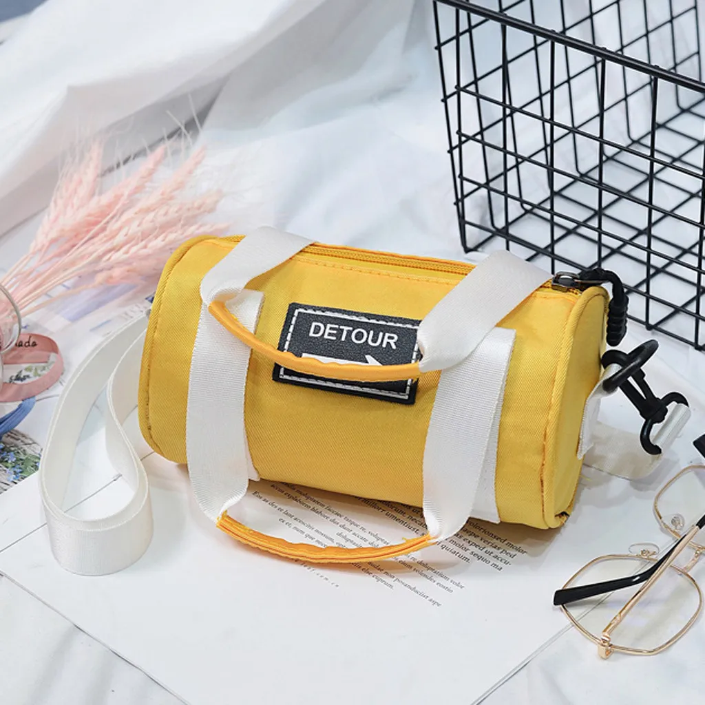 Женская Холщовая Сумка через плечо с надписью в форме барабана дорожная