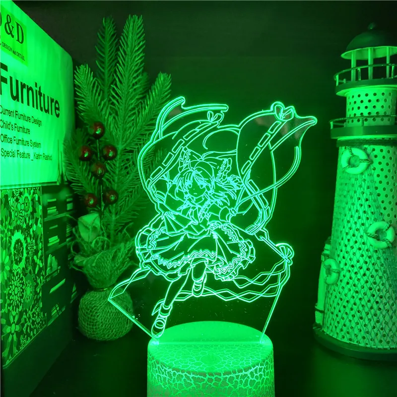 Акриловый светодиодный ночник Project Hakurei Reimu 3D лампа в стиле аниме для спальни