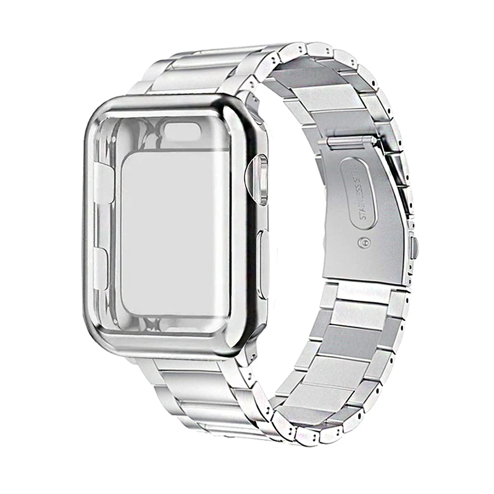 

Watch Case+Strap For iWatch Band 38mm 42mm Stainless Steel Metal Bracelet For Apple Watch 44mm 40mm SE Series 6 5 4 Cover Band