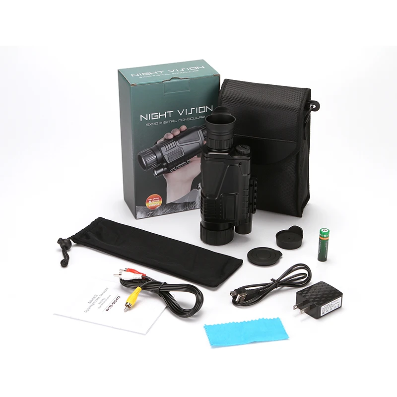 

Hunting monocular night vision WG540 infrared digital night vision monoculars with 16G TF card all black 5X40 200M range