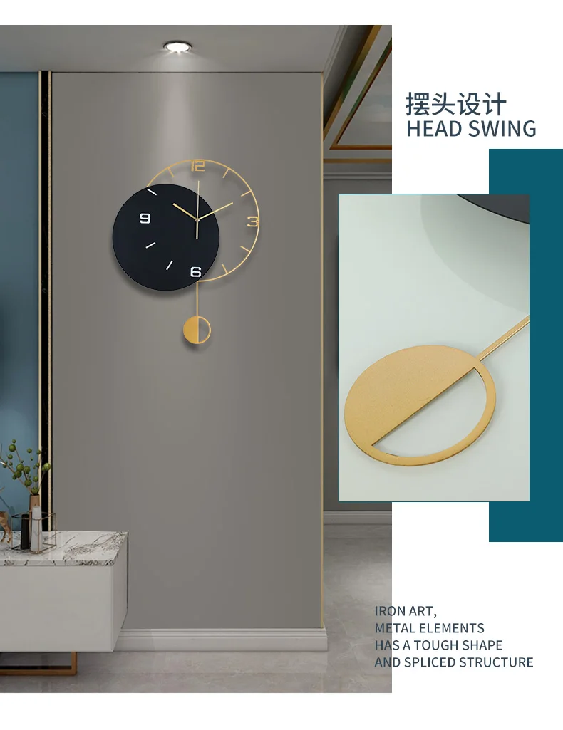 Art Aesthetic Wall Clock Nordic Design Quarz Living Room Digital Wall Clock Creative Pendulum Relogio De Parede Home Decor 33
