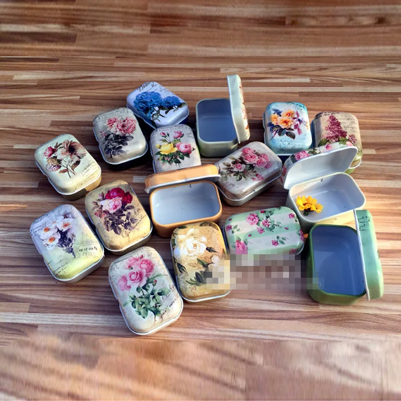 Винтажная металлическая жестяная коробка мини контейнер для конфет и чая