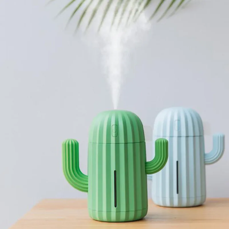 

340ml Air Humidifier USB Ultrasonic Air Diffuser Cactus LED Light Humidifier Aroma Essential Oil Diffuser Mini Home Air Purifier