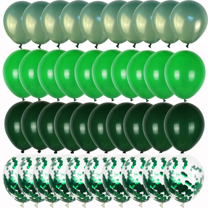

40pcs Green Balloons Olive Balloon Metallic Confetti Ballon Jungle Safari Animal Birthday Party Decorations kids Air globos ball