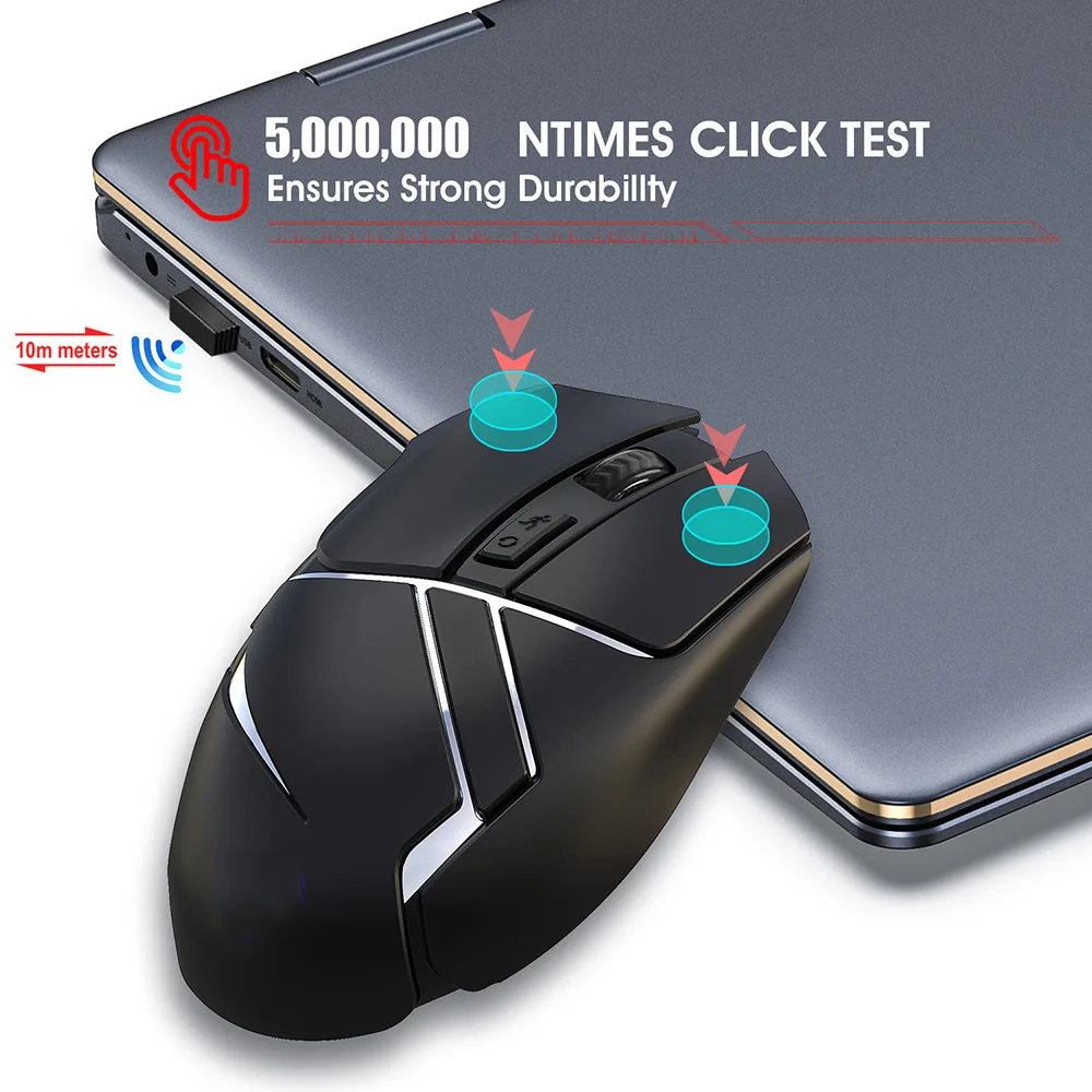 Мышь беспроводная эргономичная USB 2 4G 2400DPI бесшумная с кнопкой управления |