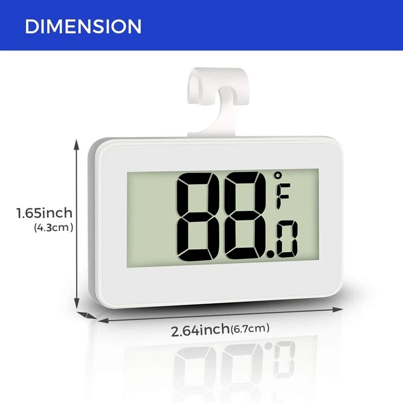 

Mini Refrigerator Fridge Thermometer,Digital Freezer Thermometer Waterproof Room Thermometer with Hook,Large LCD Display