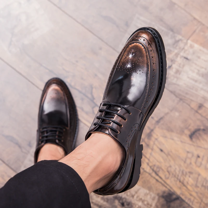 Men Dress Shoes Gentlemen British style Leather lace up outdoor Flats Oxfords Formal club party men | Обувь