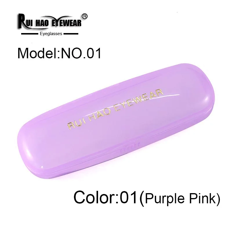 NO.01-Purple Pink Аксессуары для очков футляр для очков супер легкий пластиковый Чехол для очков цветные очки коробка очки - Цвет: NO.01-Purple Pink