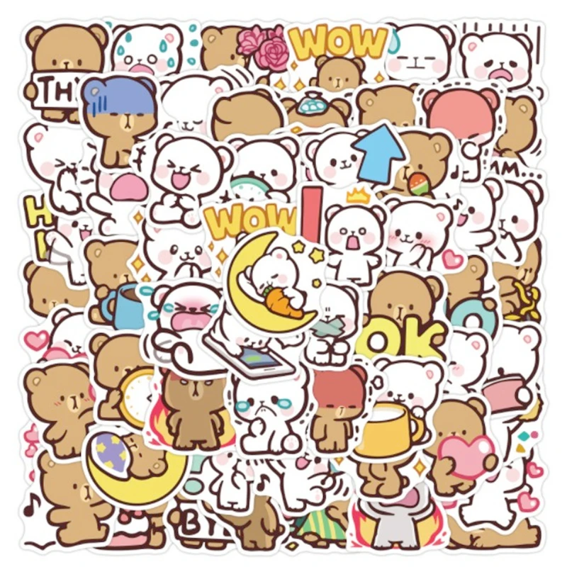 

10/30/60Pcs Cartoon Cute Angry Bear Emoticon Pack Graffiti Sticker Mobile Phone Suitcase Notebook Book Hand Account Poster Decal