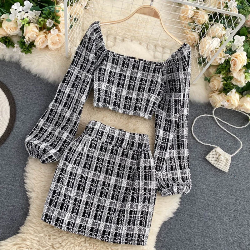 

Korean Autumn From Vintage Chess Two Women's Conjunctional Parts Zper Superior Harvest Bodycon Mini Get Out Define Mode 2 Piece