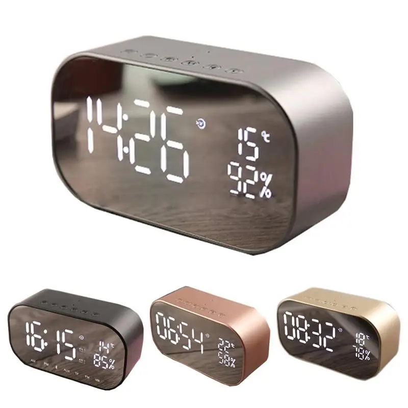 

Wireless Bluetooth Speaker Mirror TF Card Speaker Portable Audio Equipment Temperature Display Creative Bedside Speaker Clock