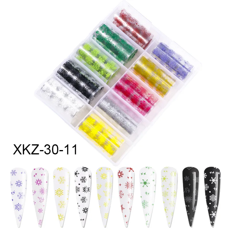 

10 rolls/box Nail Art Christmas Nail Foils Starry Sky Paper DIY Decoration Christmas Halloween Nails Transfer Paper Nail Sticker