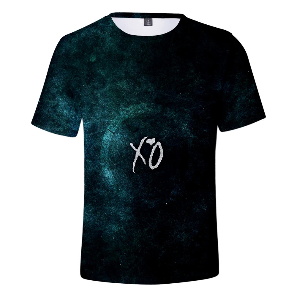 Футболка с 3D принтом Weeknd XO Мужская футболка надписью Heart в стиле хип хоп короткими
