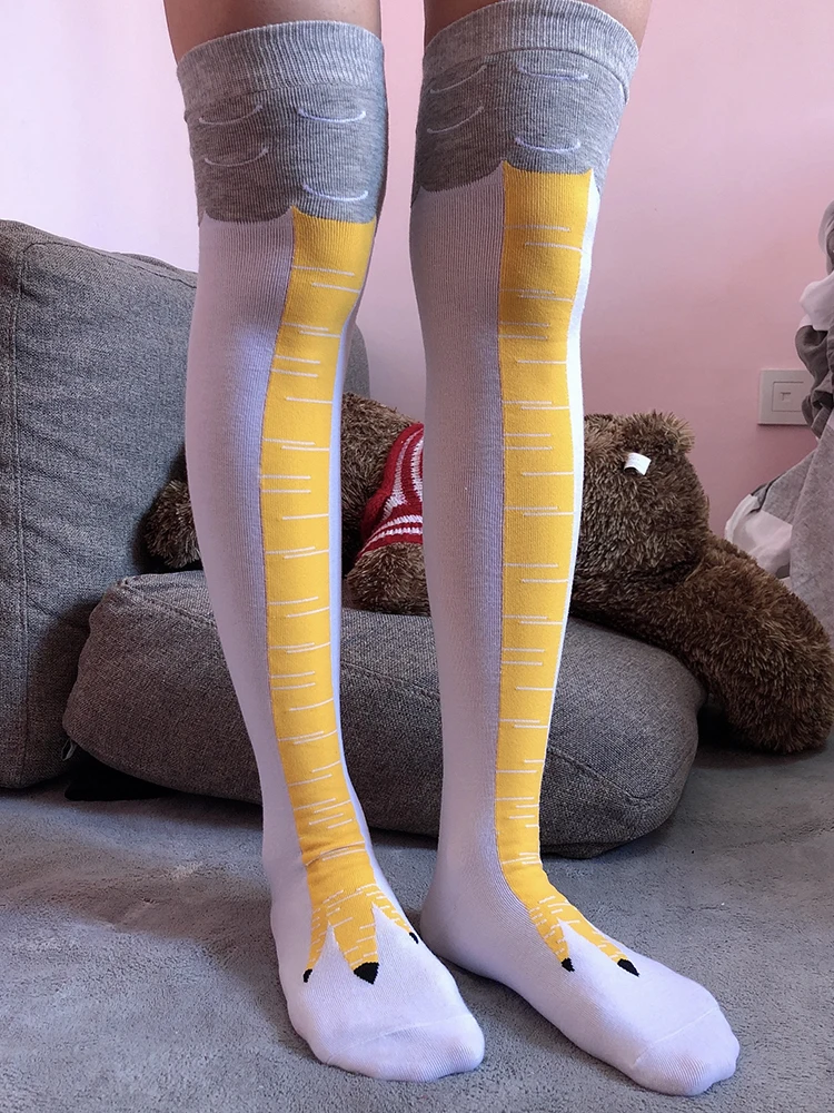 

3D Crazy Funny Chicken Print Leg Knee Thigh High Socks Novelty Warm Winter Autumn Girl Gift Stocking