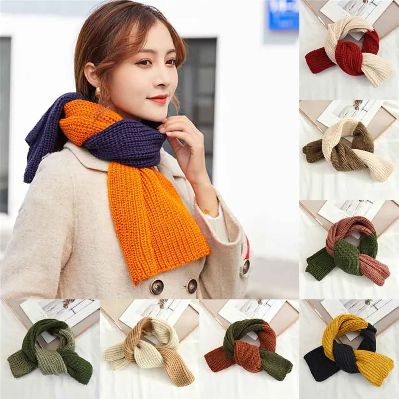 Женский Зимний новый вязаный шарф модный цветной шерстяной маленький нагрудник