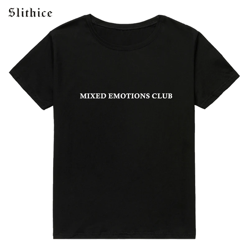Slithice летние футболки модные с буквенным принтом смешанные эмоции Клубная