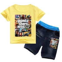 2021 hot gta street rpg game girls t shirt denim shorts 2pcs sets kids grand theft auto gta 5 clothes boys summer sportswear