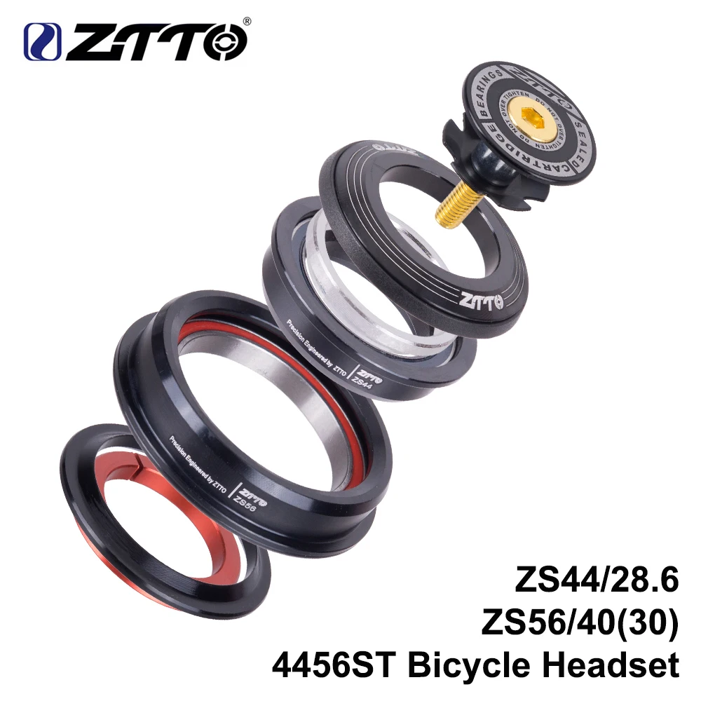 

ZTTO headset de bicicleta 4444t, headset de bicicleta mtb 44mm zs44 ec44 cnc 1 1/8 "-1 1/4" para tubo reto garfo cônico 1/8 adap