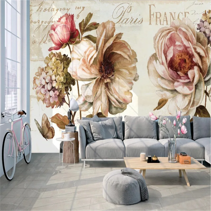 Акварельная фотобумага в американском стиле 3D обои с цветочным рисунком для