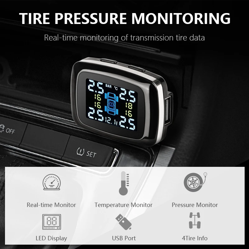 srnubi cigarette lighter car tpms tire pressure monitoring system digital lcd display auto security alarm tire pressure sensor free global shipping