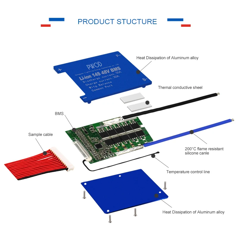 Комплект батарей 16S 48 в BMS 70A 100A 130A LiFePo4 3 2 PCB PCM для электровелосипеда E скутера литий