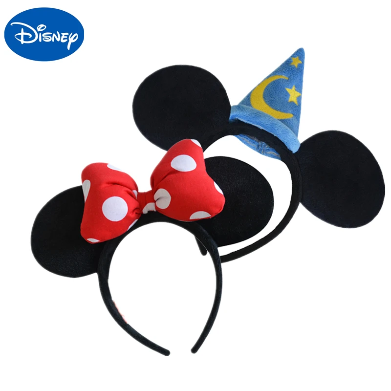 

Original Disney Plush Headdress Toy Mickey Minnie Mouse Headwear Princess Mickey Minnie Ears Girls Hair Bands Head Hoop Kid Gift