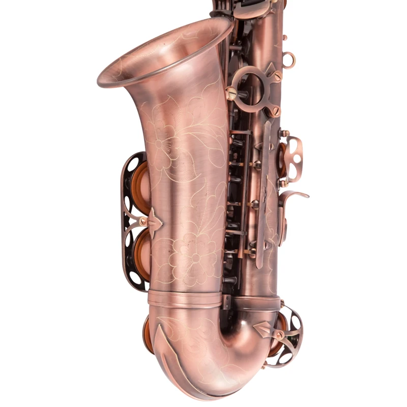 Высококлассный Красный Бронзовый согнутый Eb альт саксофон e-плоский резной узор