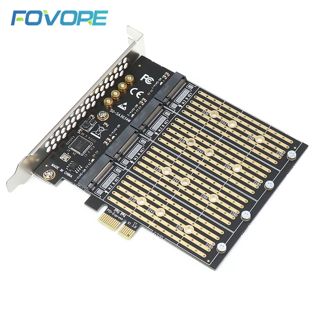 Адаптер NVME PCIe M2 M.2 4 порта NGFF SATA SSD 10 Гбит/с к PCI Express X1 адаптер PCI-E переходник для