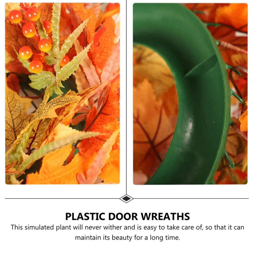 

1pc Thanksgiving Day Maple Leaves Wreath Door Hanging Wreath (Orange)
