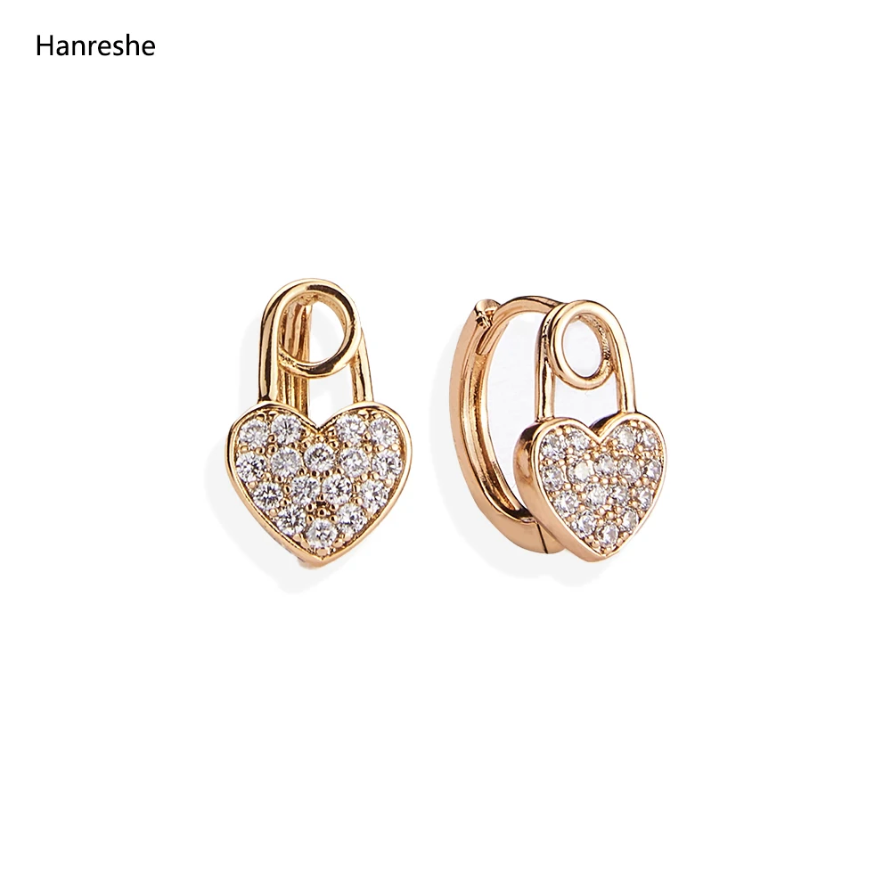 

Hanreshe Exquisite Stud Earrings Natural Zircon Female Classic Jewelry Wedding Quality Love Couple Heart Earrings Woman Gift