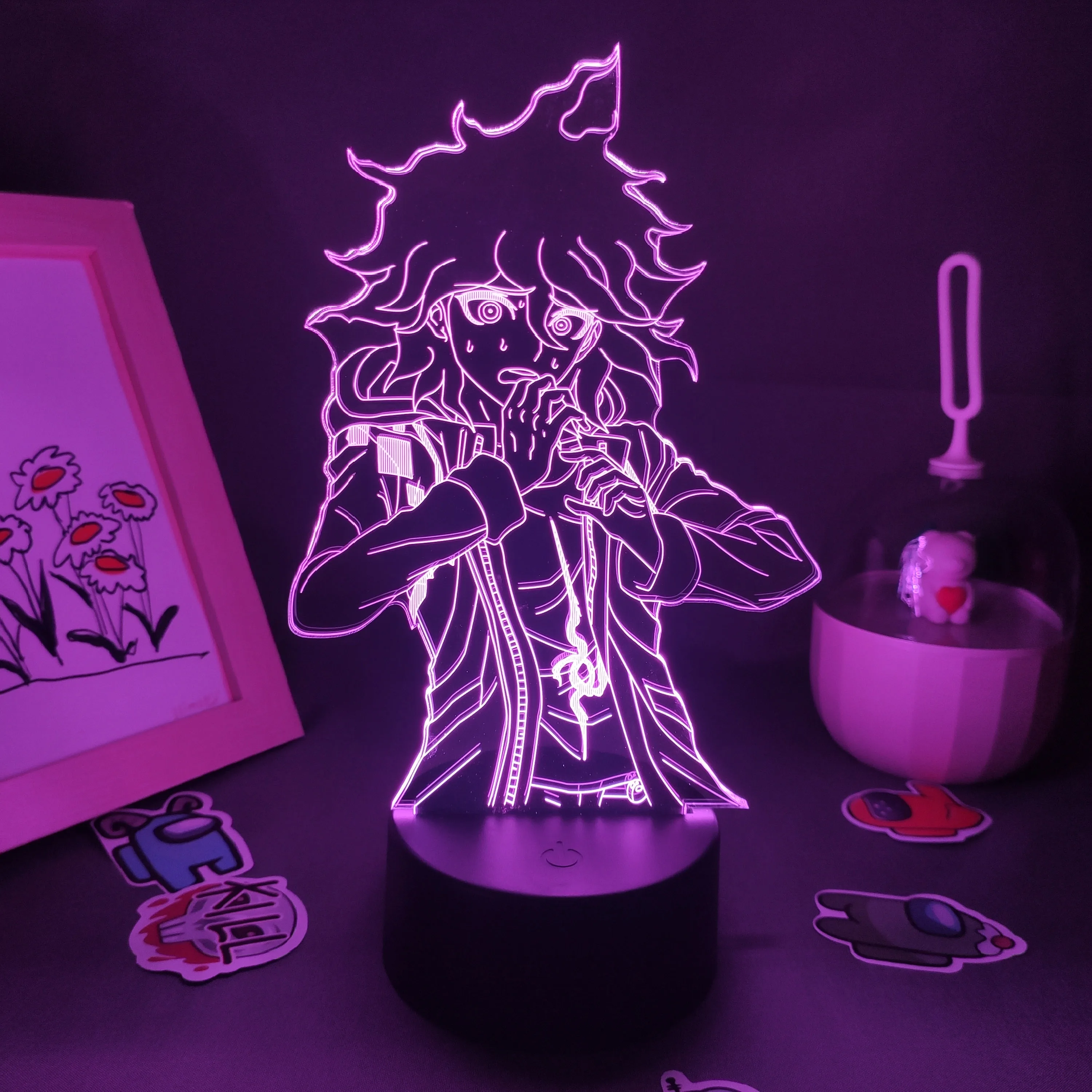 

Светодиодная фигурка V3 из аниме «данганронпа», ночники Nagito Komaeda, забавные подарки для друзей, Лавовая Лампа RGB для спальни, прикроватного сто...