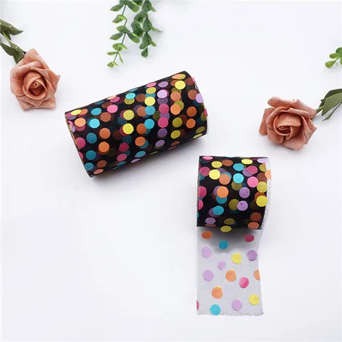 Black 6 см 13 см 25 ярдов шесть цветов точка сетка в рулоне DIY повязка на голову зажимы Pom ремесла вечерние украшения принадлежности для детского шоу аксессуары - Цвет: Black