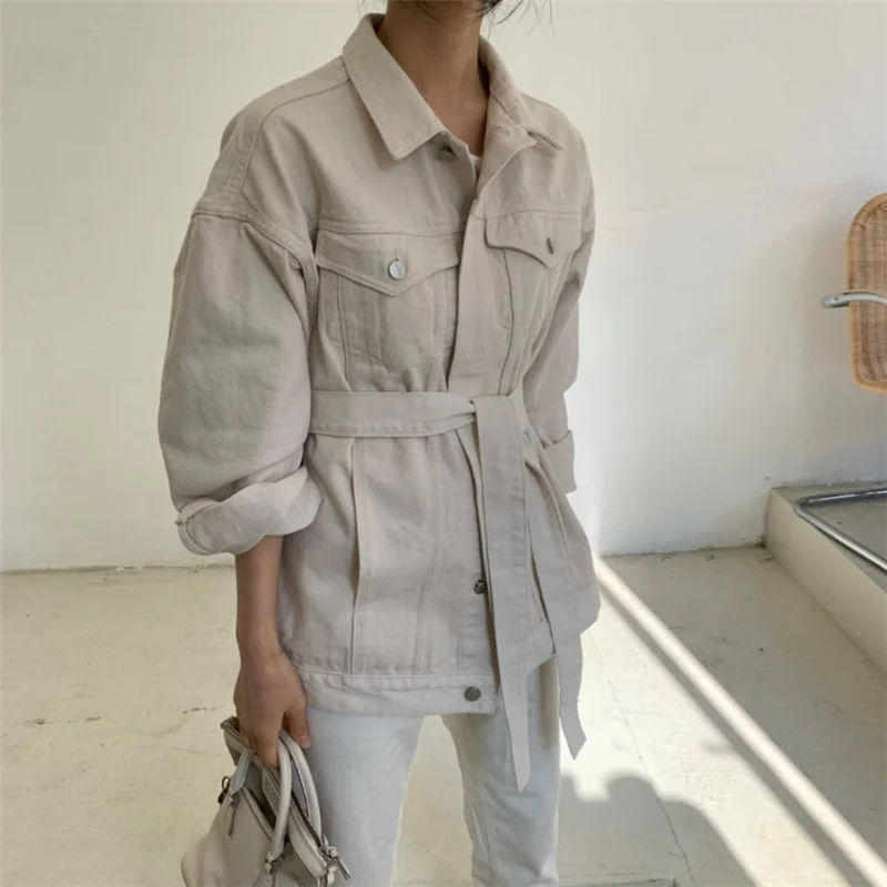 Женская джинсовая куртка Повседневная Свободная в стиле Харадзюку на пуговицах